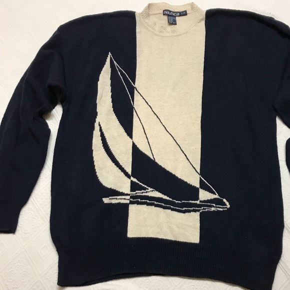 Nautica Vintage Sailboat Sweater Large 